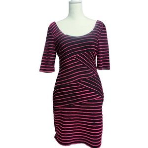 Pink & Black Striped Bodycon Dress